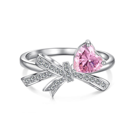 Enchanted Pink Heart Bow Ring